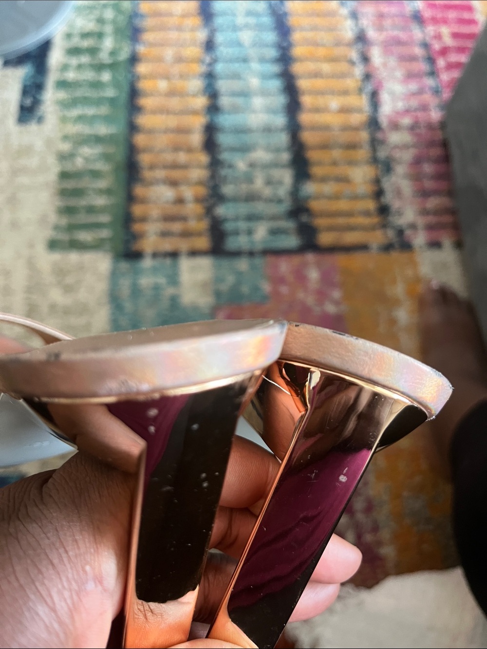 ROSE GOLD NINE WEST OPEN TOE HEELS SANDALS SZ 11 - Picture 4 of 7